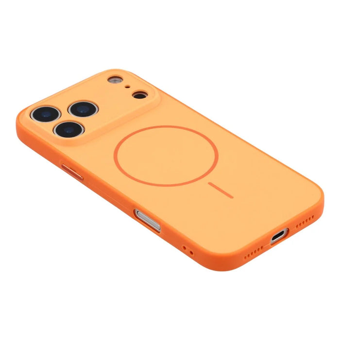 For iPhone 17 Pro Magnetic Case TPU + PC Shockproof Phone Cover with Electroplated Buttons - Orange - 4