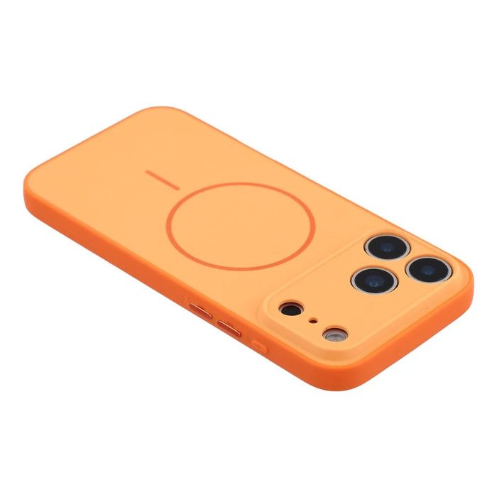 For iPhone 17 Pro Magnetic Case TPU + PC Shockproof Phone Cover with Electroplated Buttons - Orange - 5