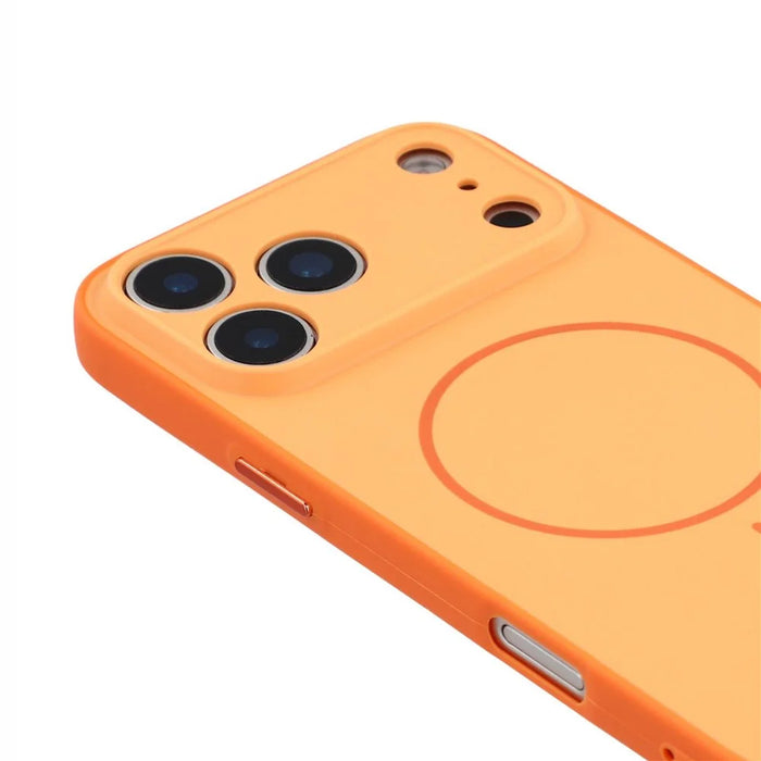 For iPhone 17 Pro Magnetic Case TPU + PC Shockproof Phone Cover with Electroplated Buttons - Orange - 6