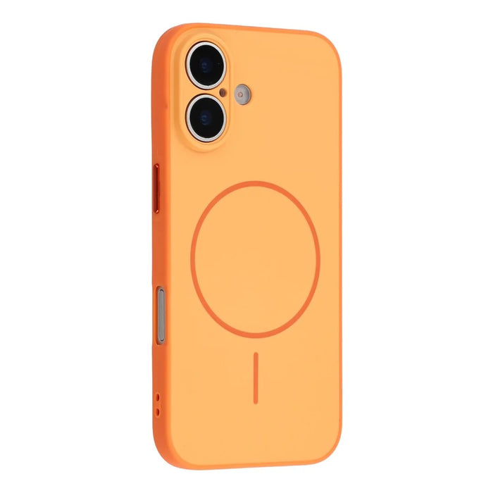 For iPhone 17 Magnetic Case TPU + PC Shockproof Phone Cover with Electroplated Buttons - Orange - 1