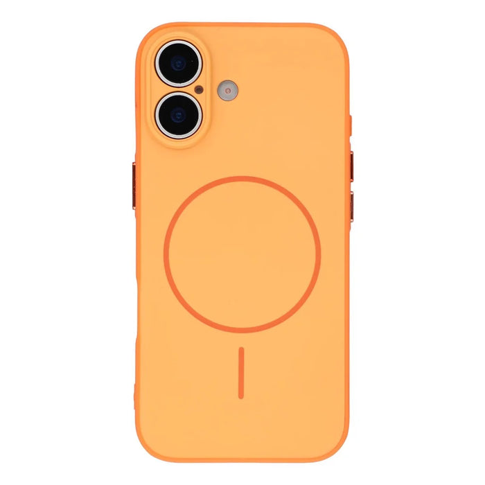 For iPhone 17 Magnetic Case TPU + PC Shockproof Phone Cover with Electroplated Buttons - Orange - 2