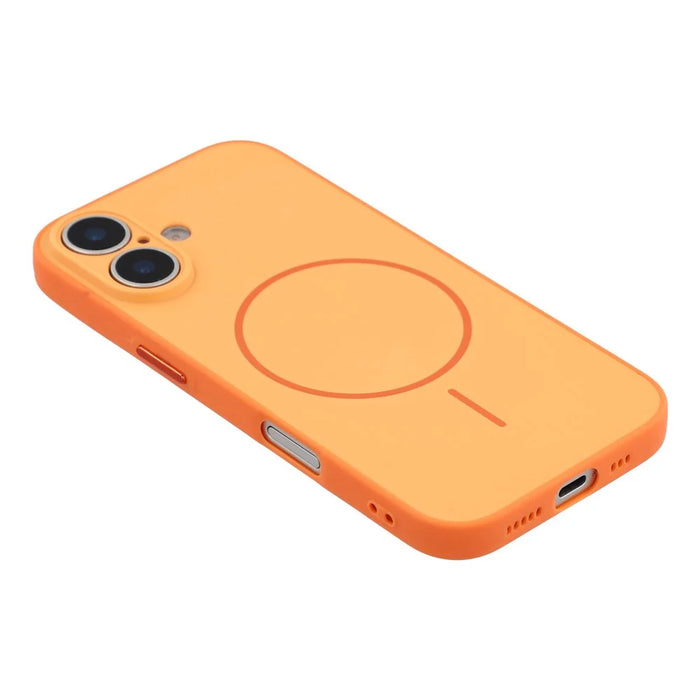 For iPhone 17 Magnetic Case TPU + PC Shockproof Phone Cover with Electroplated Buttons - Orange - 4