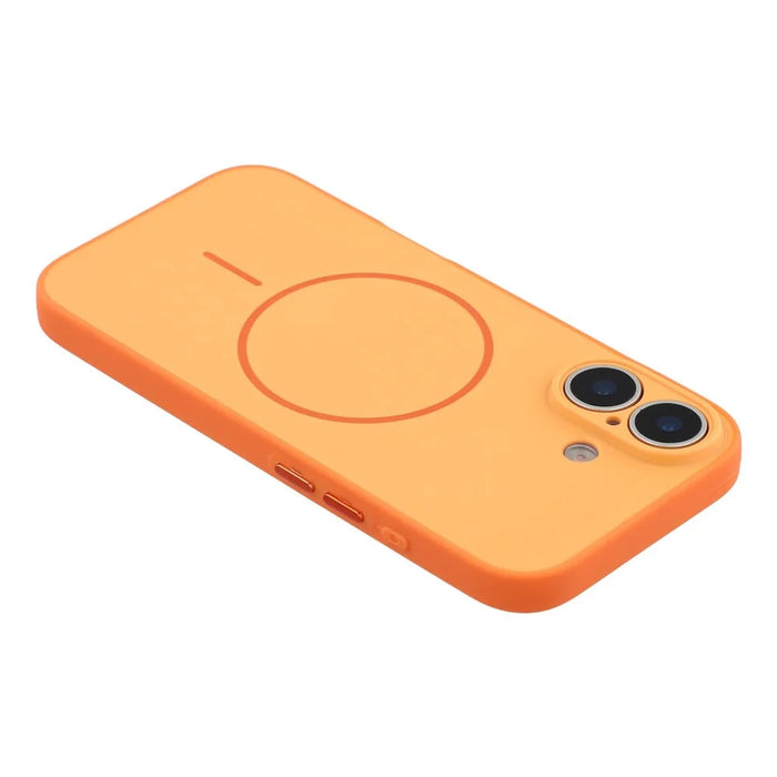 For iPhone 17 Magnetic Case TPU + PC Shockproof Phone Cover with Electroplated Buttons - Orange - 5