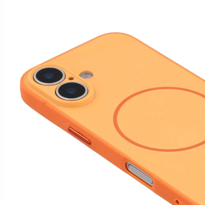 For iPhone 17 Magnetic Case TPU + PC Shockproof Phone Cover with Electroplated Buttons - Orange - 6