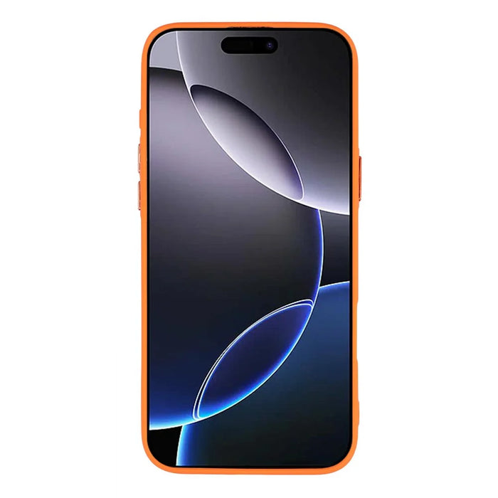 For iPhone 16 Pro Max Magnetic Case TPU + PC Shockproof Phone Cover with Electroplated Buttons - Orange - 3