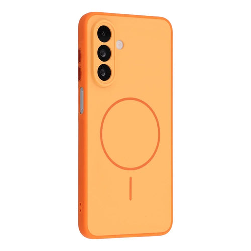 For Samsung Galaxy A18 5G / A18 4G / A17 5G / A17 4G Magnetic Case TPU + PC Shockproof Phone Cover with Electroplated Buttons - Orange - 1