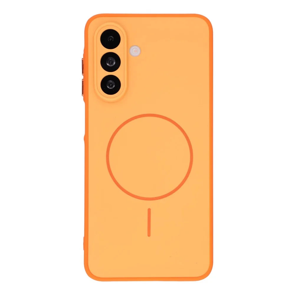 For Samsung Galaxy A18 5G / A18 4G / A17 5G / A17 4G Magnetic Case TPU + PC Shockproof Phone Cover with Electroplated Buttons - Orange - 2