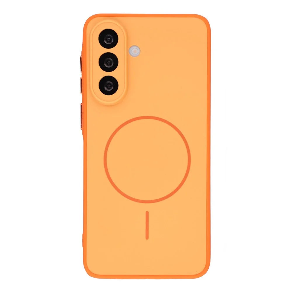 For Samsung Galaxy A37 5G Magnetic Case TPU + PC Shockproof Phone Cover with Electroplated Buttons - Orange - 2