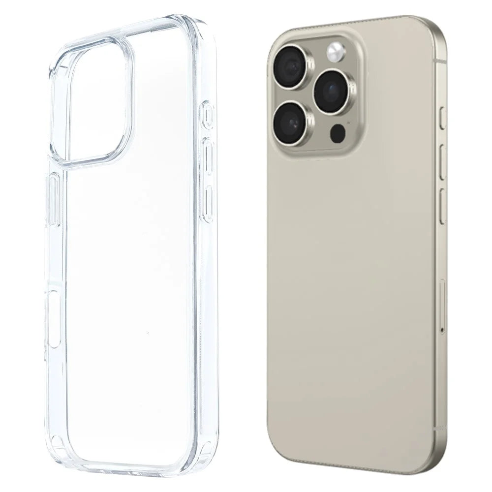 COTECi For iPhone 16 Pro Clear Phone Case AI Camera Cutout Shockproof TPU PC Back Cover - 1