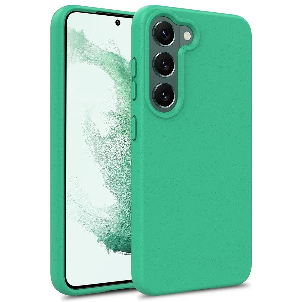 For Samsung Galaxy S22 5G Biodegradable Wheat Straw+TPU Cell Phone Shell Anti-fall Matte Mobile Phone Case - Green - 1