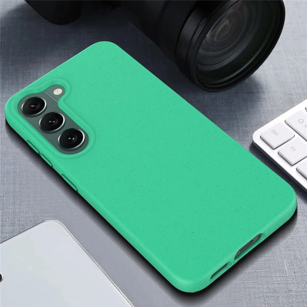 For Samsung Galaxy S22 5G Biodegradable Wheat Straw+TPU Cell Phone Shell Anti-fall Matte Mobile Phone Case - Green - 3