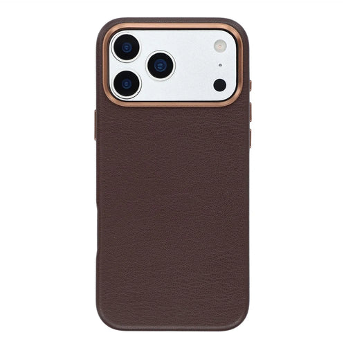 For iPhone 18 Pro / 17 Pro Magnetic Case Eco-Friendly Bio-Based Leather Phone Back Cover GRS Certified - Dark Brown - 1