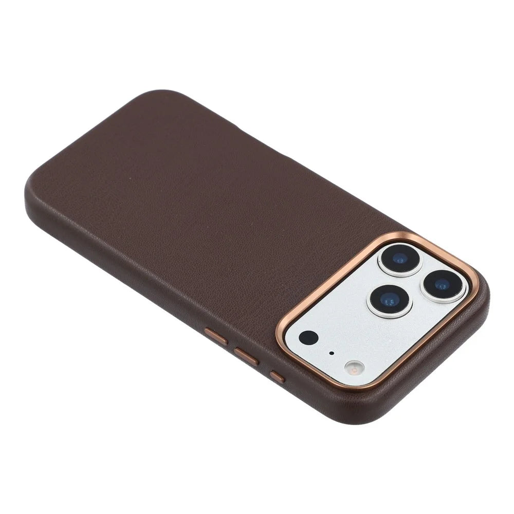 For iPhone 18 Pro Max / 17 Pro Max Magnetic Case Eco-Friendly Bio-Based Leather Phone Back Cover GRS Certified - Dark Brown - 7