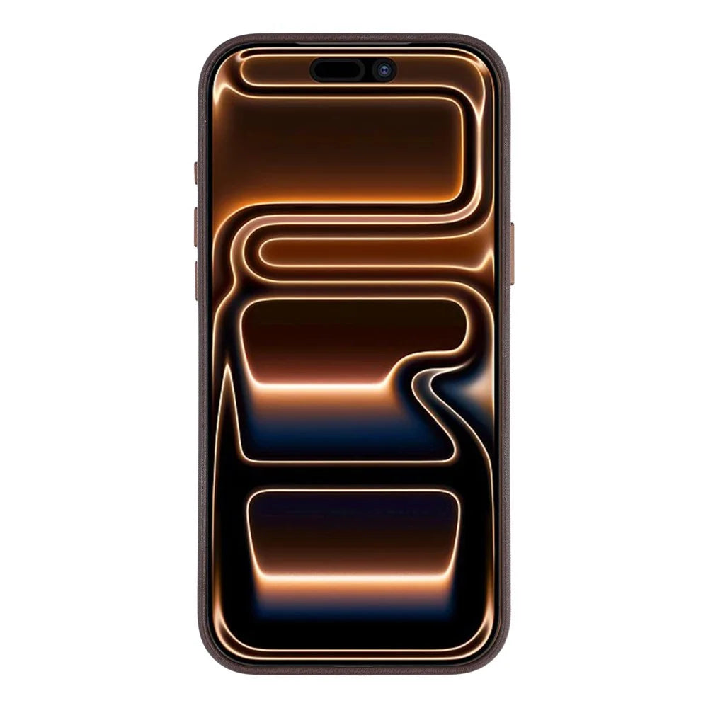 For iPhone 18 Pro Max / 17 Pro Max Magnetic Case with Card Holder Bio-Based Leather Phone Back Cover GRS Certified - Dark Brown - 2