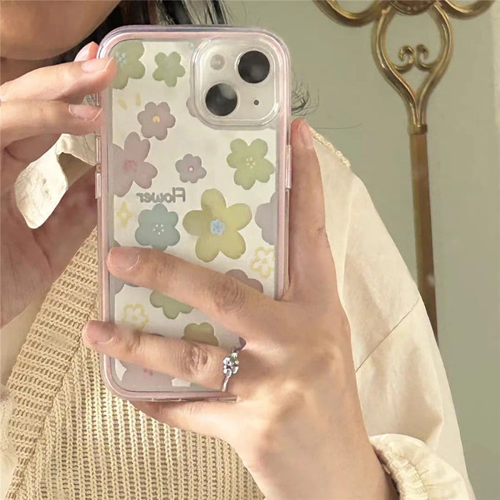 For iPhone 15 Case Colorful Floral Pattern Soft TPU Shockproof Phone Cover - Pink - 3