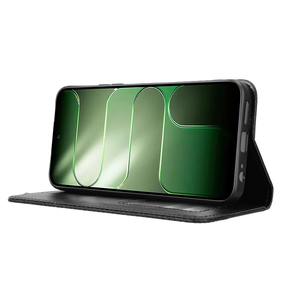 For TECNO Spark 50 5G Leather Case Wallet Stand Retro Texture Phone Cover - Black - 7