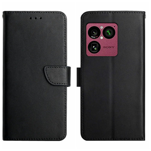 For Sony Xperia 1 VIII Case Genuine Cow Leather Phone Cover Nappa Texture - Black - 1