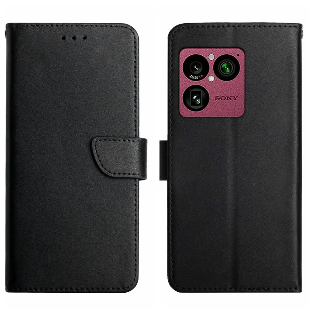 For Sony Xperia 1 VIII Case Genuine Cow Leather Phone Cover Nappa Texture - Black - 1