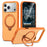For iPhone 18 Pro / 17 Pro Magnetic Case Ring Holder Kickstand PC + TPU Dual-Layer Protective Phone Cover - Orange - 1