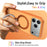 For iPhone 18 Pro / 17 Pro Magnetic Case Ring Holder Kickstand PC + TPU Dual-Layer Protective Phone Cover - Orange - 6