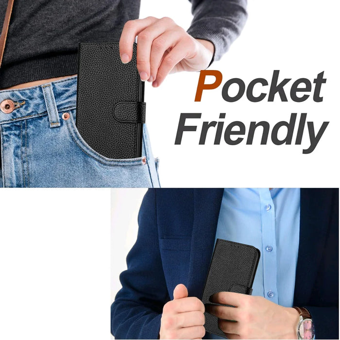 For Google Pixel 11 Pro XL Leather Case Litchi Texture Wallet Stand Anti Drop Phone Cover with Wrist Strap - Black - 6