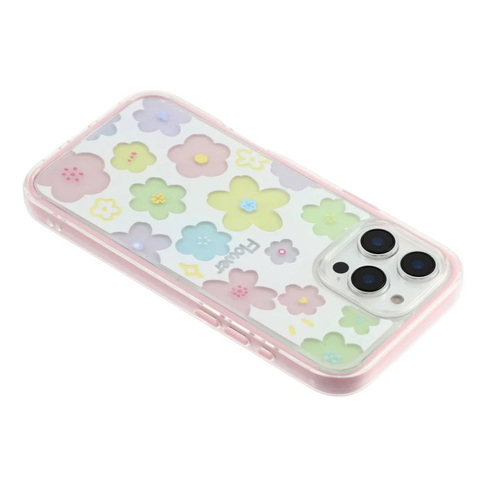 For iPhone 16 Pro Max Case Colorful Floral Pattern Soft TPU Shockproof Phone Cover - Pink - 5