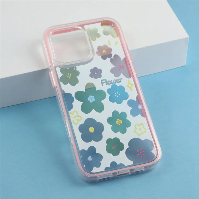 For iPhone 16 Pro Max Case Colorful Floral Pattern Soft TPU Shockproof Phone Cover - Pink - 6