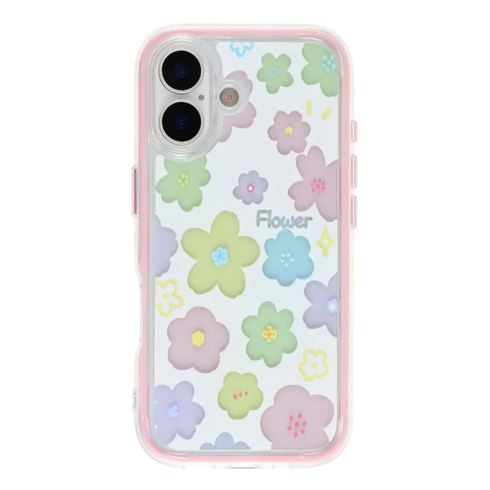 For iPhone 16 Case Colorful Floral Pattern Soft TPU Shockproof Phone Cover - Pink - 1