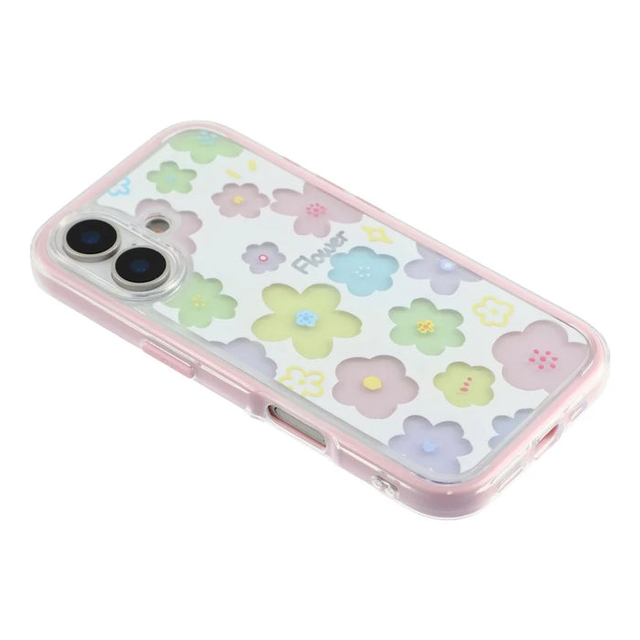 For iPhone 16 Case Colorful Floral Pattern Soft TPU Shockproof Phone Cover - Pink - 4