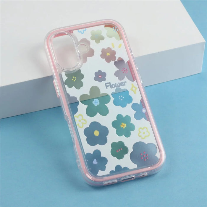 For iPhone 16 Case Colorful Floral Pattern Soft TPU Shockproof Phone Cover - Pink - 6