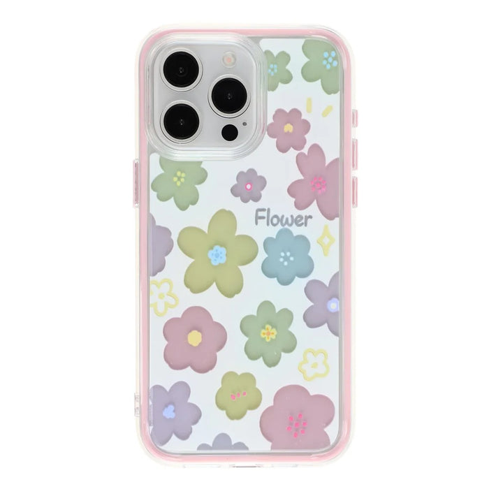 For iPhone 15 Pro Max Case Colorful Floral Pattern Soft TPU Shockproof Phone Cover - Pink - 1
