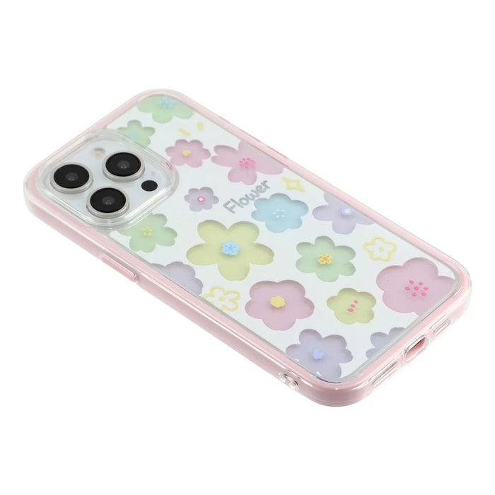 For iPhone 15 Pro Max Case Colorful Floral Pattern Soft TPU Shockproof Phone Cover - Pink - 4