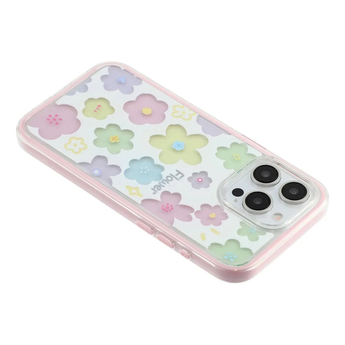 For iPhone 15 Pro Max Case Colorful Floral Pattern Soft TPU Shockproof Phone Cover - Pink - 5