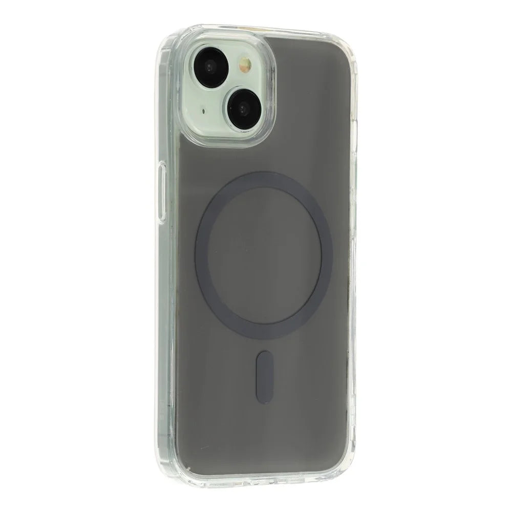 For iPhone 15 Magnetic Case PC + TPU Drop-Resistant Protective Phone Cover - Grey - 2