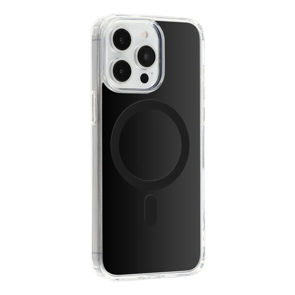 For iPhone 15 Pro Max Magnetic Case PC + TPU Drop-Resistant Protective Phone Cover - Black - 1
