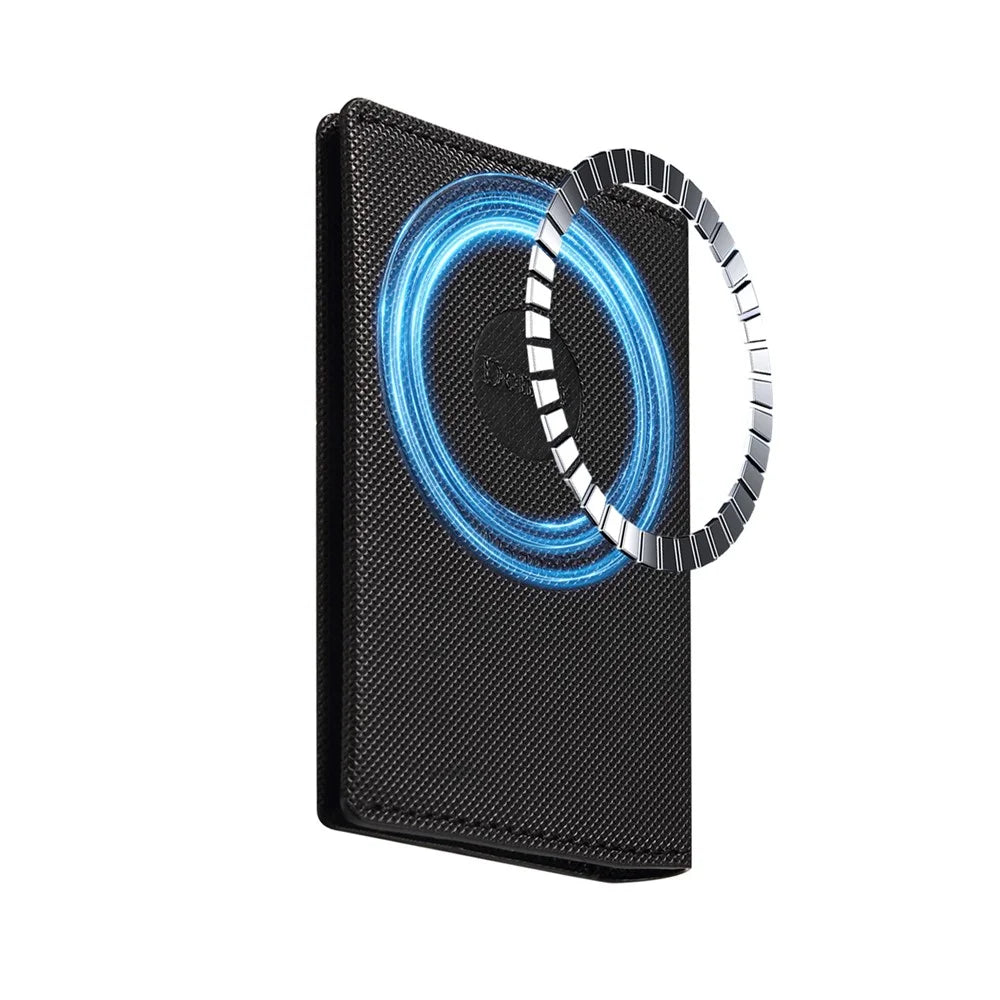 DENIOR V26 Magnetic Card Holder for iPhone 17e / Air / 17 / 17 Pro / 17 Pro Max / 16e / 16 / 16 Plus / 16 Pro / 16 Pro Max Diamond Texture Wallet Stand - Black - 7