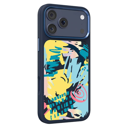 MUTURAL For iPhone 17 Pro Max Magnetic Case Graffiti Art Liquid Silicone + Glass + PC Shockproof Phone Cover - Abstract Blue - 1