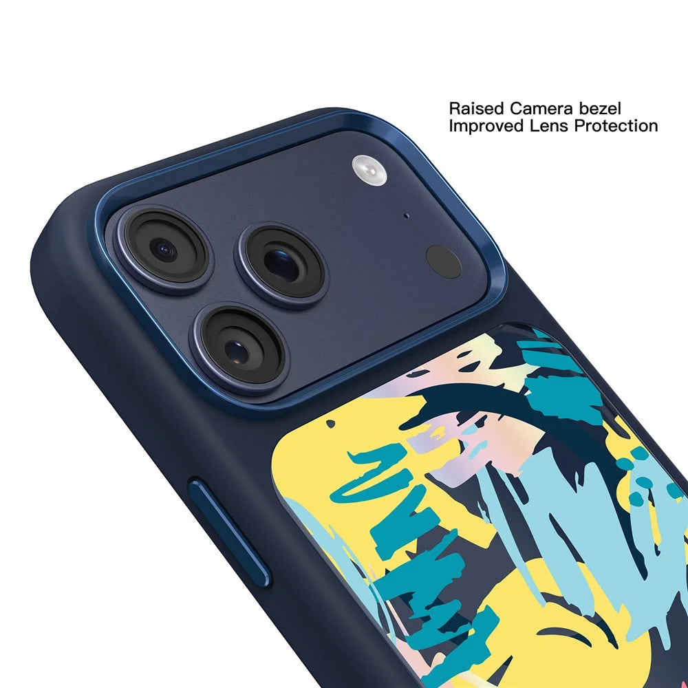 MUTURAL For iPhone 17 Pro Max Magnetic Case Graffiti Art Liquid Silicone + Glass + PC Shockproof Phone Cover - Abstract Blue - 5