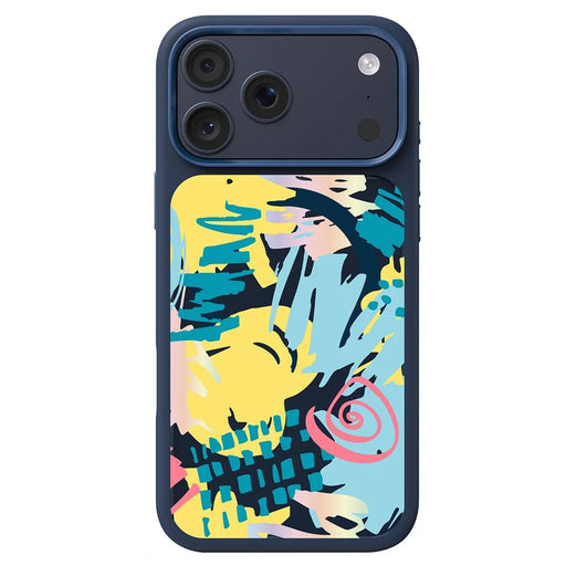 MUTURAL For iPhone 17 Pro Magnetic Case Graffiti Art Liquid Silicone + Glass + PC Shockproof Phone Cover - Abstract Blue - 2