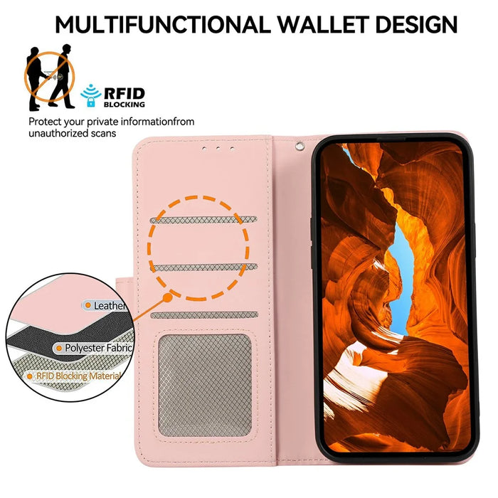 For OnePlus Nord CE6 Lite 5G Case RFID Blocking Flip Leather Phone Cover - Pink - 5