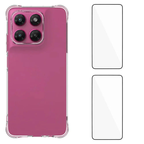 WANLONFENG for Motorola Moto G37 5G / Motorola Moto G47 5G WL2 Series TPU Case 2.0mm Phone Cover with 2Pcs Tempered Glass Films - Transparent - 1