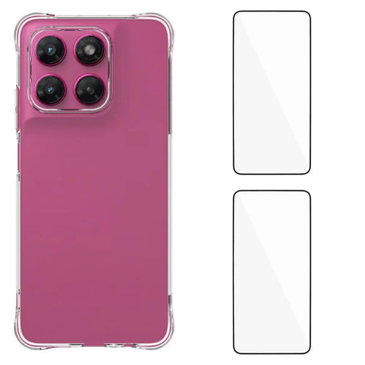 WANLONFENG for Motorola Moto G37 5G / Motorola Moto G47 5G WL2 Series TPU Case 2.0mm Phone Cover with 2Pcs Tempered Glass Films - Transparent - 1