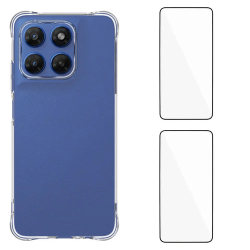 WANLONFENG for Motorola Moto G37 Power 5G WL2 Series TPU Case 2.0mm Phone Cover with 2Pcs Tempered Glass Films - Transparent - 1