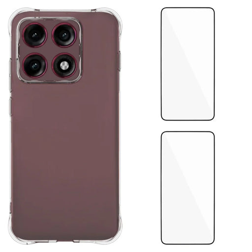 WANLONFENG for Motorola Edge 70 Pro 5G WL2 Series TPU Case 2.0mm Phone Cover with 2Pcs Tempered Glass Films - Transparent - 1