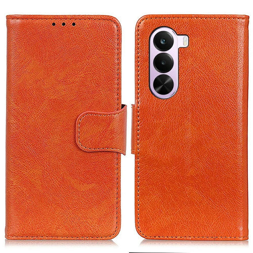 For OnePlus Nord CE6 Lite 5G Case Nappa Texture Split Leather Wallet Phone Cover - Orange - 1