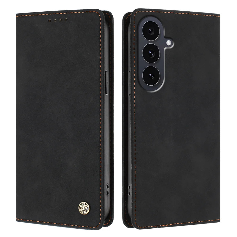 For Samsung Galaxy S26 FE Case HX RFID Blocking Wallet Stand Leather Flip Phone Cover - Black - 1