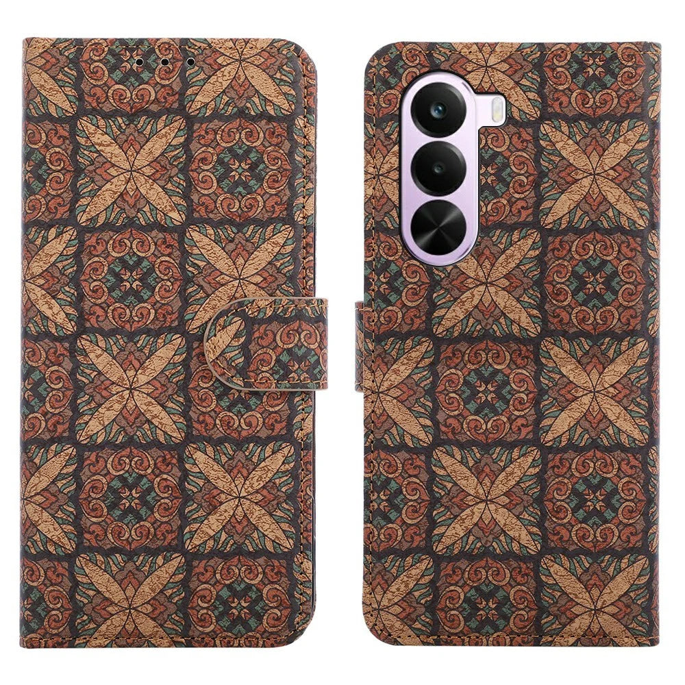 For OnePlus Nord CE6 Lite 5G Leather Wallet Case Bohemian-style TPU PU Phone Cover with Stand - Hearts - 1