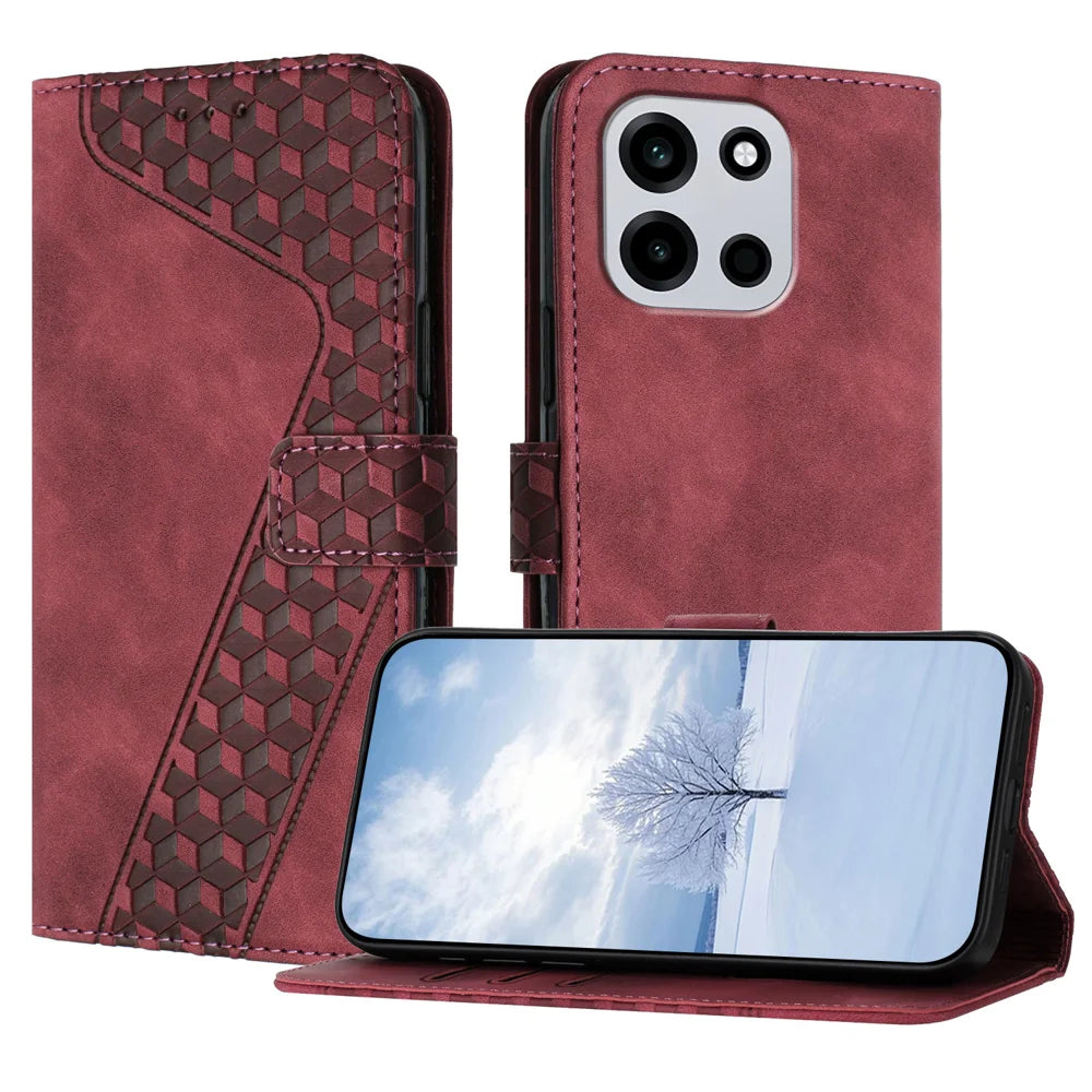 For OnePlus Nord CE6 5G / Nord 6 5G / Turbo 6V 5G / Turbo 6 5G Leather Case 7-Shaped Pattern Wallet Stand Shockproof Phone Cover - Brown - 1