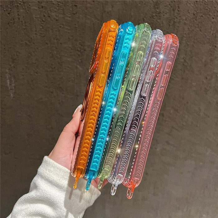 For iPhone 18 Pro Max / 17 Pro Max Magnetic Case Rhinestones Decor Ring Kickstand PC + TPU Clear Phone Cover - Transparent - 4