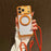 For iPhone 18 Pro Max / 17 Pro Max Magnetic Case Ring Kickstand PC + TPU Rhinestones Decor Phone Cover with Shoulder Strap - Orange - 1